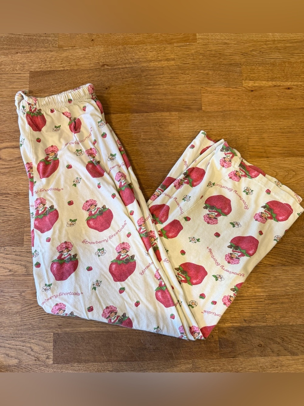 Vintage 2003 Strawberry Shortcake Cream and Pink Pajama Pants